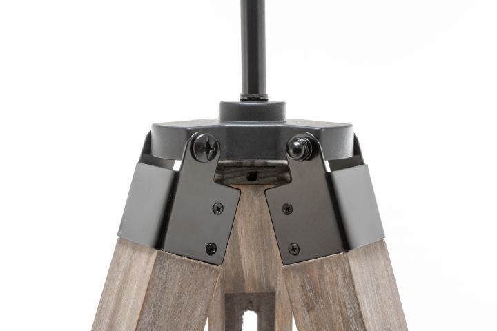 LARGE TRIPOD FLOOR LAMP Linen Shade Modern Light Retro Vintage Wooden V563-BR-75006