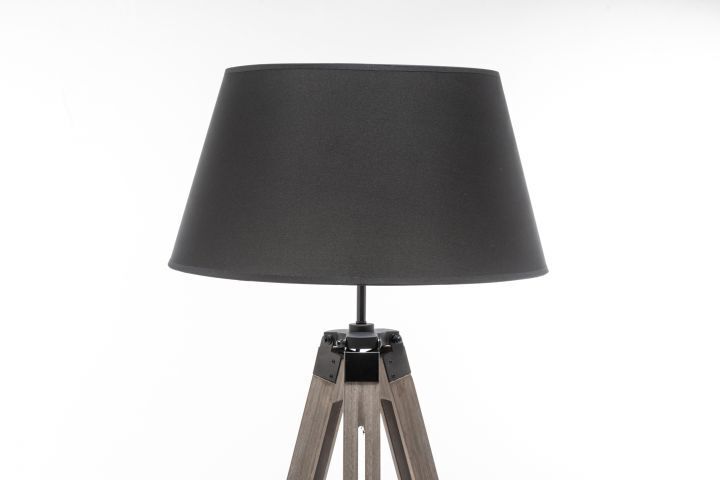 LARGE TRIPOD FLOOR LAMP Linen Shade Modern Light Retro Vintage Wooden V563-BR-75006