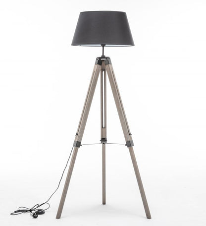 LARGE TRIPOD FLOOR LAMP Linen Shade Modern Light Retro Vintage Wooden V563-BR-75006