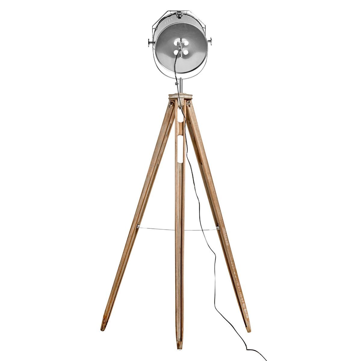 Nautical Tripod Floor Lamp Search Light Modern Chrome Head with Mesh V563-BR-75029