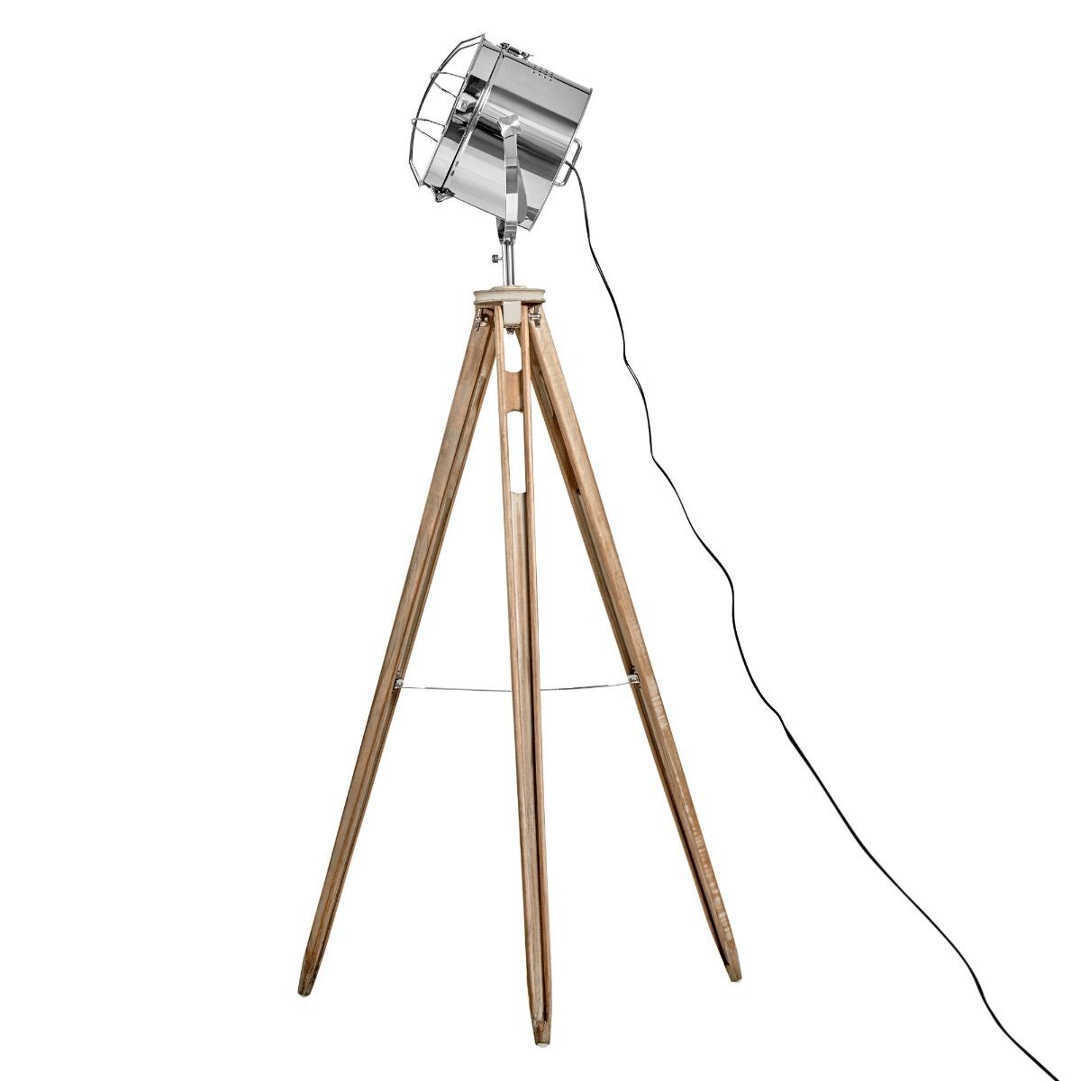 Nautical Tripod Floor Lamp Search Light Modern Chrome Head with Mesh V563-BR-75029