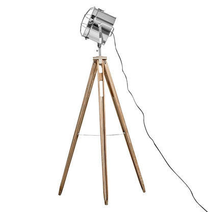 Nautical Tripod Floor Lamp Search Light Modern Chrome Head with Mesh V563-BR-75029