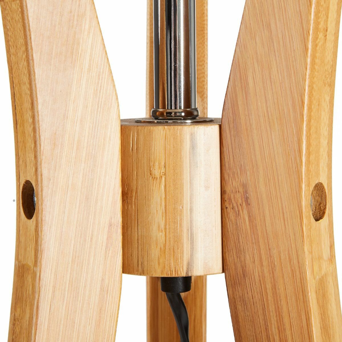 LARGE BAMBOO TRIPOD FLOOR LAMP Linen Shade Modern Light Vintage Wooden Scandi V563-BR-75099