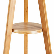 LARGE BAMBOO TRIPOD FLOOR LAMP Linen Shade Modern Light Vintage Wooden Scandi V563-BR-75099