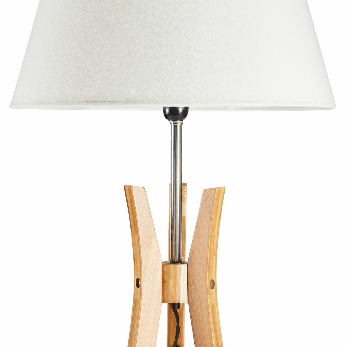 LARGE BAMBOO TRIPOD FLOOR LAMP Linen Shade Modern Light Vintage Wooden Scandi V563-BR-75099
