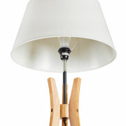 LARGE BAMBOO TRIPOD FLOOR LAMP Linen Shade Modern Light Vintage Wooden Scandi V563-BR-75099