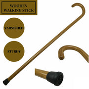 92cm WOODEN WALKING STICK Wood Cane Pole Carved Varnished Deluxe Quality Sturdy - Brown V563-BR-92WSTK-BRWN