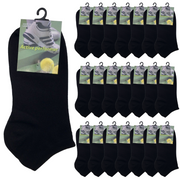 24x COTTON ANKLE SOCKS Sport Low Cut Mens Womens Running BULK Anklet - Black - 2-8 V563-BR-990144-BLK-2-8