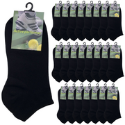 24x COTTON ANKLE SOCKS Sport Low Cut Mens Womens Running BULK Anklet - Black - 6-11 V563-BR-990165-BLK-6-11