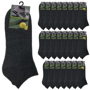 24x COTTON ANKLE SOCKS Sport Low Cut Mens Womens Running BULK Anklet - Charcoal - 6-11 V563-BR-990165-CHRCOLGRY-6-11