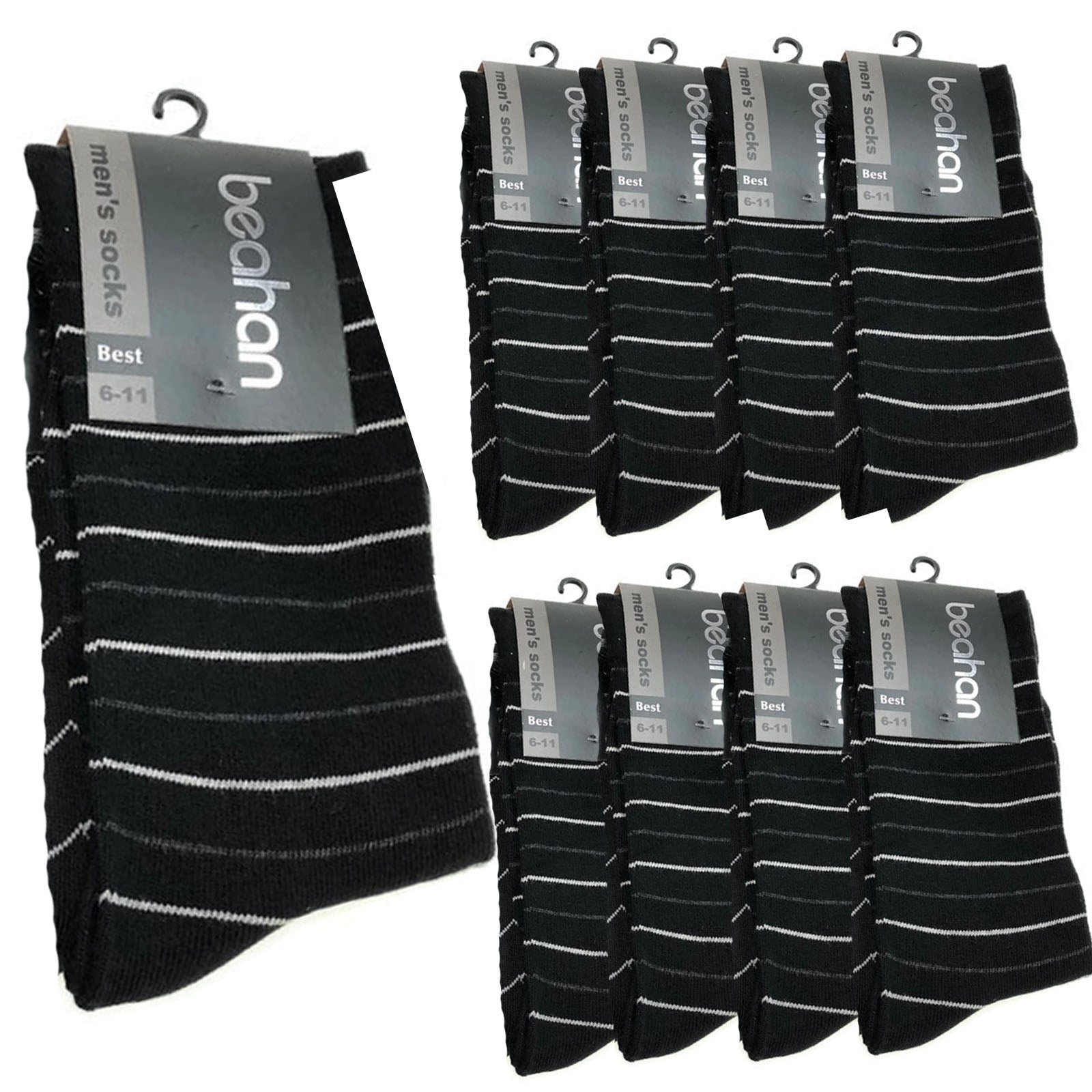 9 Pairs COTTON BUSINESS SOCKS Mens Dress Crew Plain Work Casual BULK - Black - 6-11 V563-BR-9CBSOCK-BLK-6-11