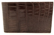 Mens Slim Genuine Skin Crocodile Leather Wallet Bi Fold Gift - Brown V563-BR-AC04-BRWN