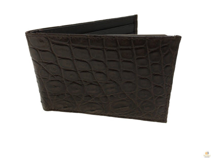 Mens Slim Genuine Skin Crocodile Leather Wallet Bi Fold Gift - Brown V563-BR-AC04-BRWN