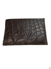 Mens Slim Genuine Skin Crocodile Leather Wallet Bi Fold Gift - Brown V563-BR-AC04-BRWN