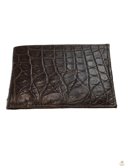 Mens Slim Genuine Skin Crocodile Leather Wallet Bi Fold Gift - Brown V563-BR-AC04-BRWN