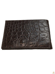 Mens Slim Genuine Skin Crocodile Leather Wallet Bi Fold Gift - Brown V563-BR-AC04-BRWN