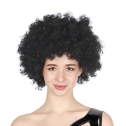 Mens DELUXE AFRO WIG Curly Hair Costume Party Fancy Disco 70s 80s Dress Up - Black V563-BR-AFRO-BLK