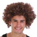 Mens DELUXE AFRO WIG Curly Hair Costume Party Fancy Disco 70s 80s Dress Up - Brown V563-BR-AFRO-BRWN