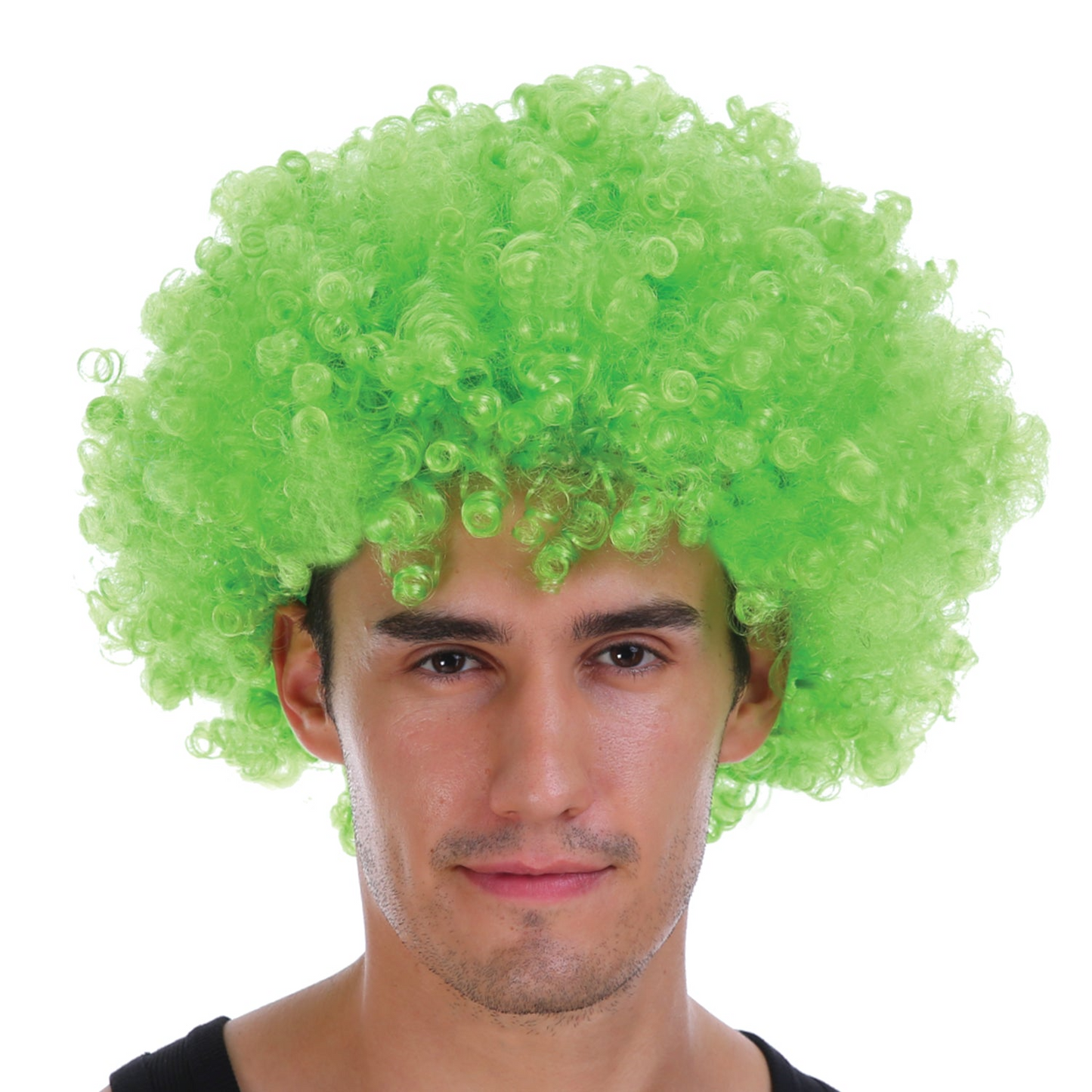 Mens DELUXE AFRO WIG Curly Hair Costume Party Fancy Disco 70s 80s Dress Up - Green V563-BR-AFRO-GRN