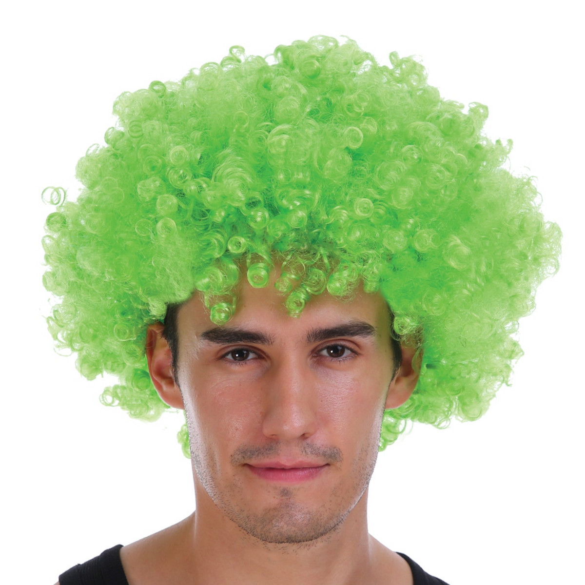 Mens DELUXE AFRO WIG Curly Hair Costume Party Fancy Disco 70s 80s Dress Up - Green V563-BR-AFRO-GRN