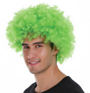 Mens DELUXE AFRO WIG Curly Hair Costume Party Fancy Disco 70s 80s Dress Up - Green V563-BR-AFRO-GRN