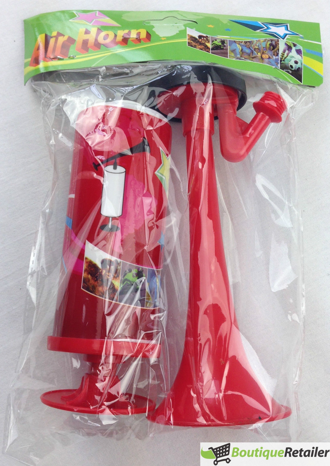 Air Horn Party Prop Hand Held Loud Pump Action Plastic Novelty Reusable Klaxon V563-BR-AHORN