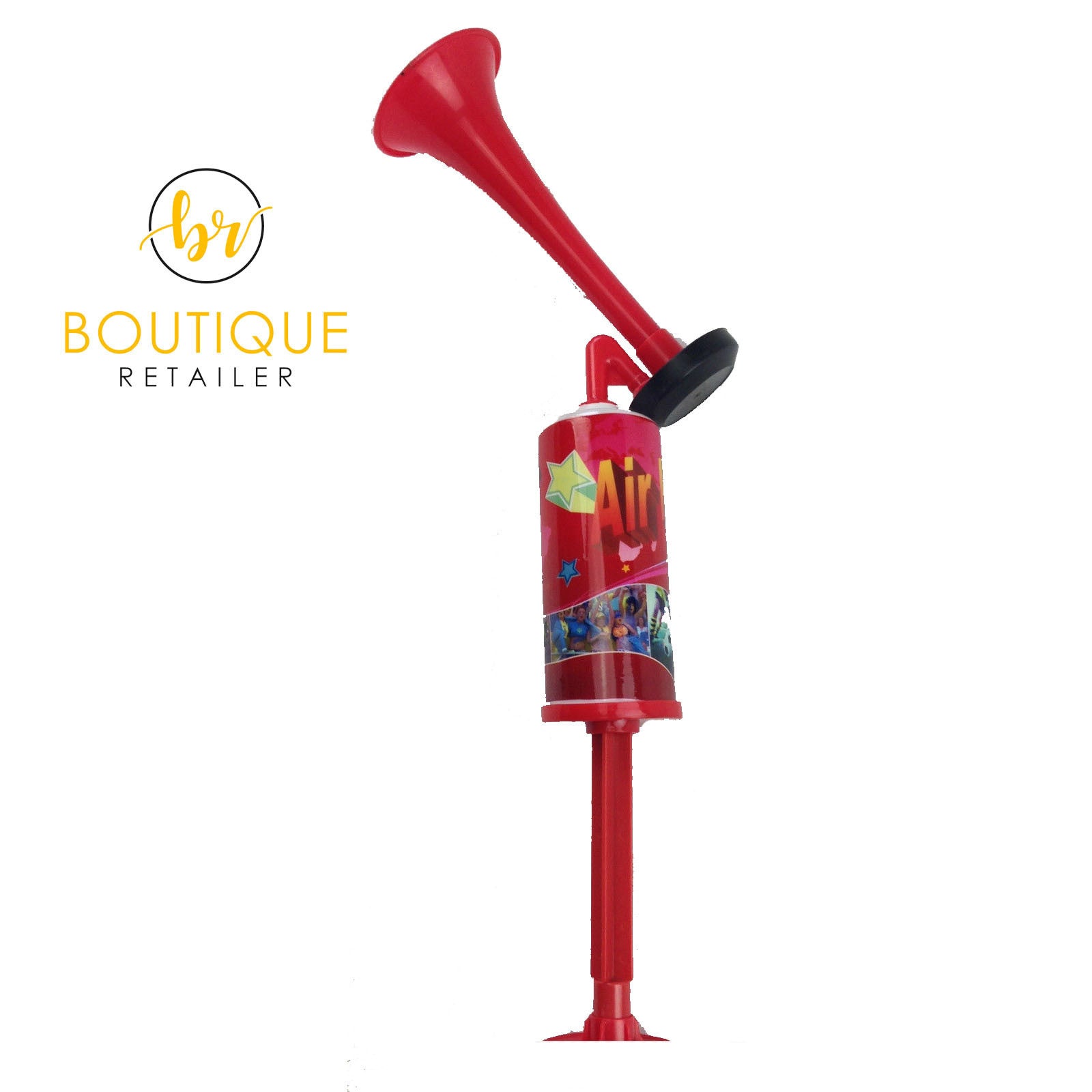 Air Horn Party Prop Hand Held Loud Pump Action Plastic Novelty Reusable Klaxon V563-BR-AHORN