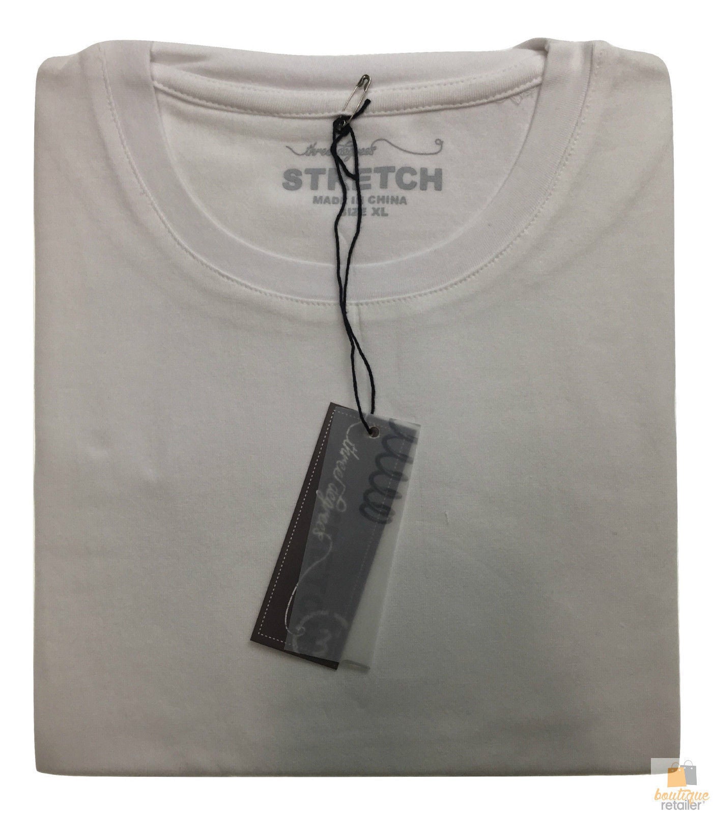 Mens COTTON STRETCH T-SHIRT Tee Top Plain Blank Adults Slim Skinny Fitted - White - S V563-BR-ASSTDTEES-WHT-S