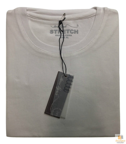 Mens COTTON STRETCH T-SHIRT Tee Top Plain Blank Adults Slim Skinny Fitted - White - S V563-BR-ASSTDTEES-WHT-S