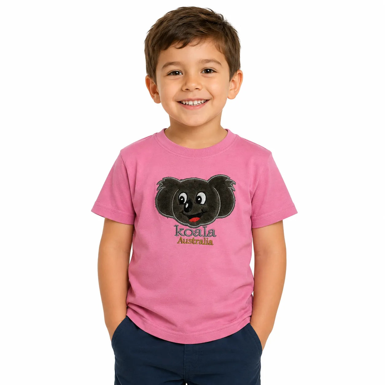 Kids KOALA AUSTRALIA T Shirt Tee Souvenir Gift Childrens Child 100% Cotton Top - Light Pink - 1
