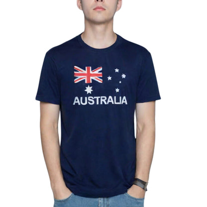 Adult AUSTRALIAN T Shirt Australia Day 100% COTTON Souvenir Tee Top Flag - Blue - Large V563-BR-AUST-BLU-L