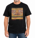 Mens Australia T Shirt Aboriginal Art 100% Cotton Souvenir Indigenous Tee in Black - Small