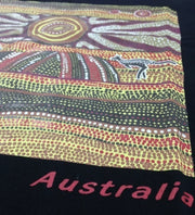 Mens Australia T Shirt Aboriginal Art 100% Cotton Souvenir Indigenous Tee in Black - XXL
