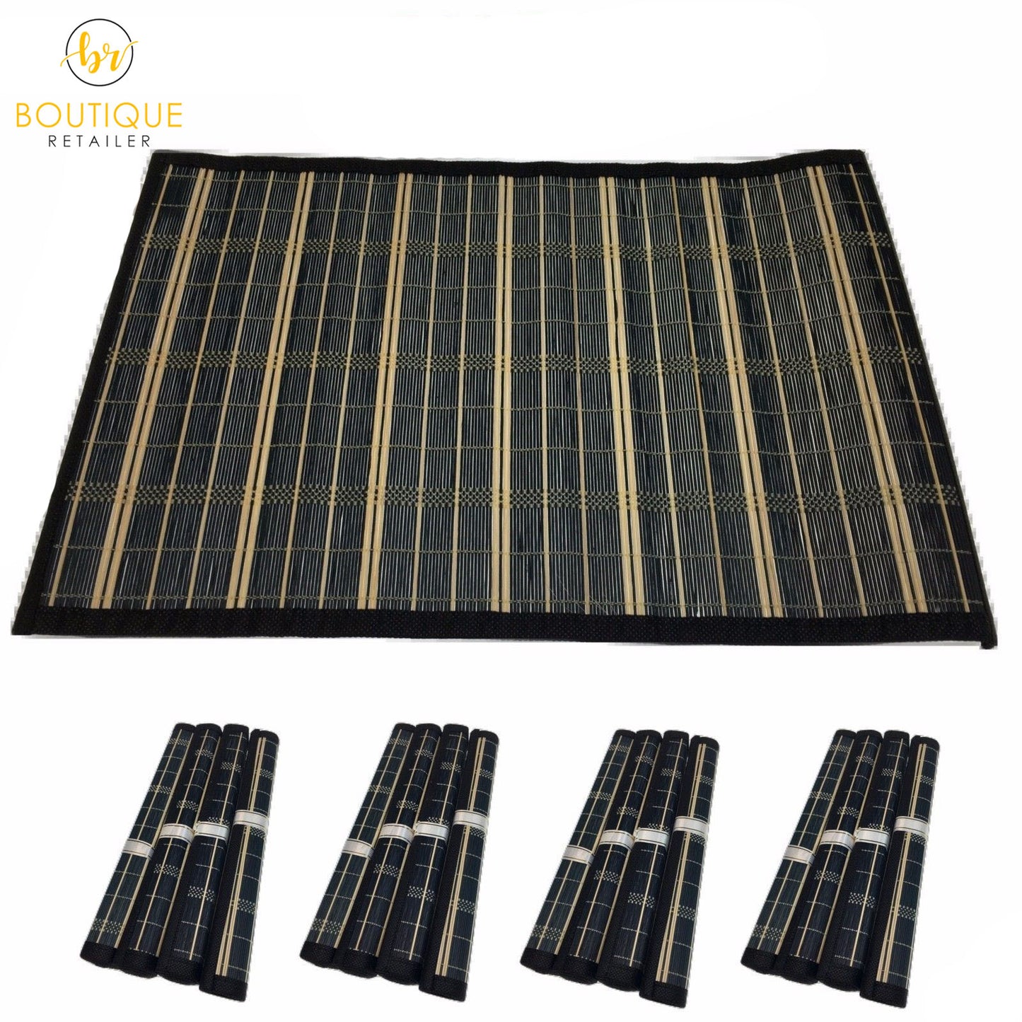Set of 4 BAMBOO PLACEMATS Dinner Table Decor Party Natural Party 45x30cm BULK V563-BR-BAMBPLMATS-S4