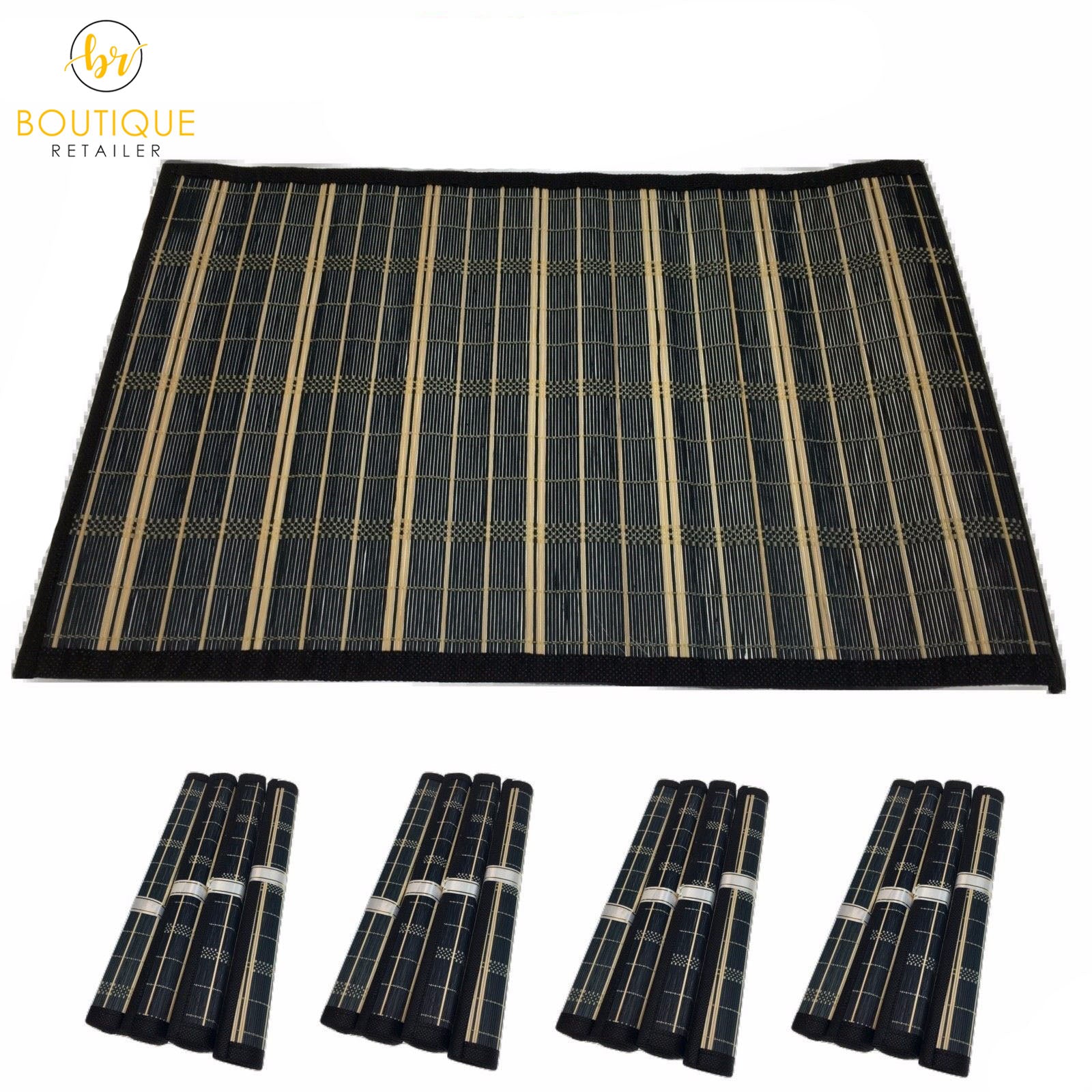 Set of 4 BAMBOO PLACEMATS Dinner Table Decor Party Natural Party 45x30cm BULK V563-BR-BAMBPLMATS-S4