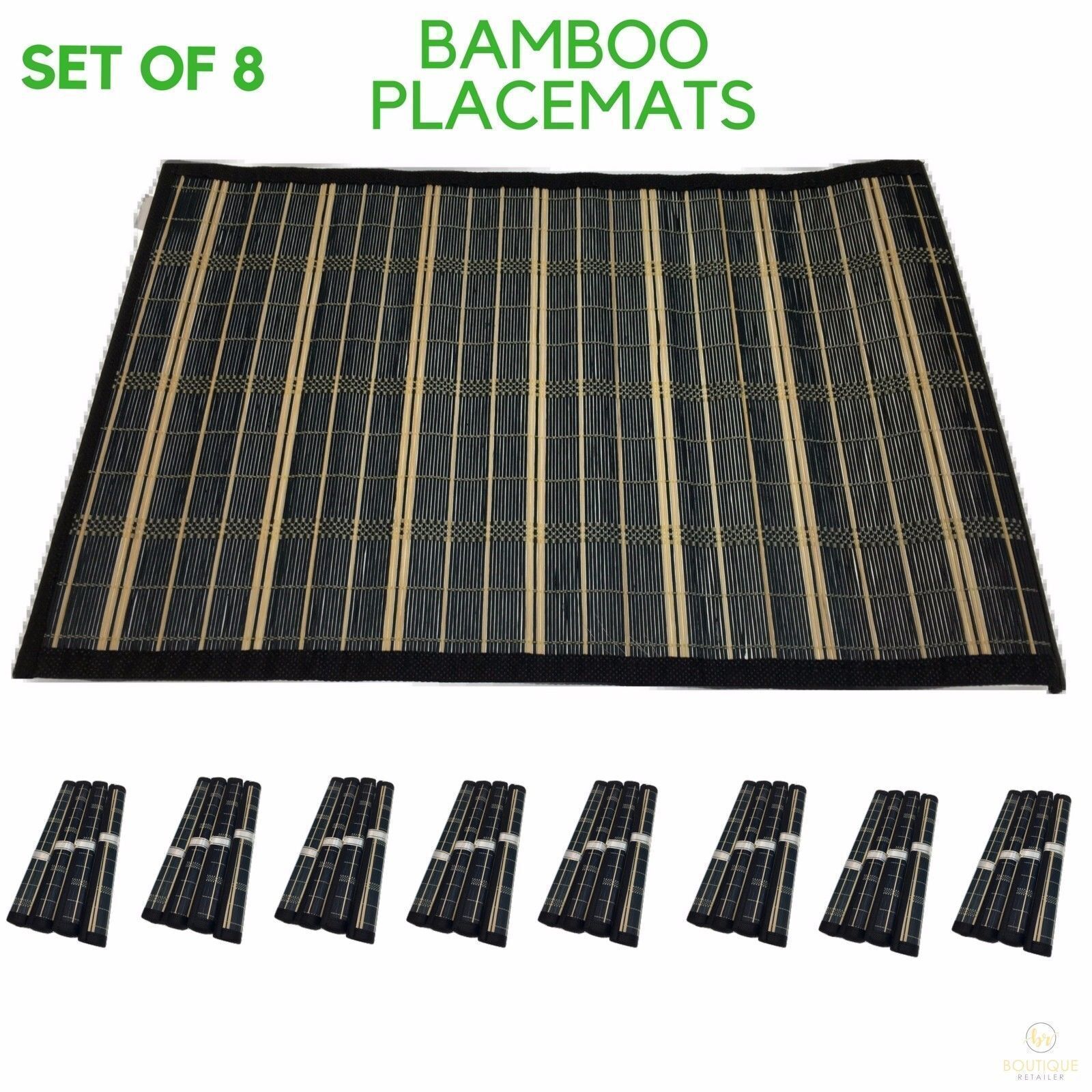 Set of 8 BAMBOO PLACEMATS Dinner Table Decor Party Natural Party 45x30cm BULK V563-BR-BAMBPLMATS-S8