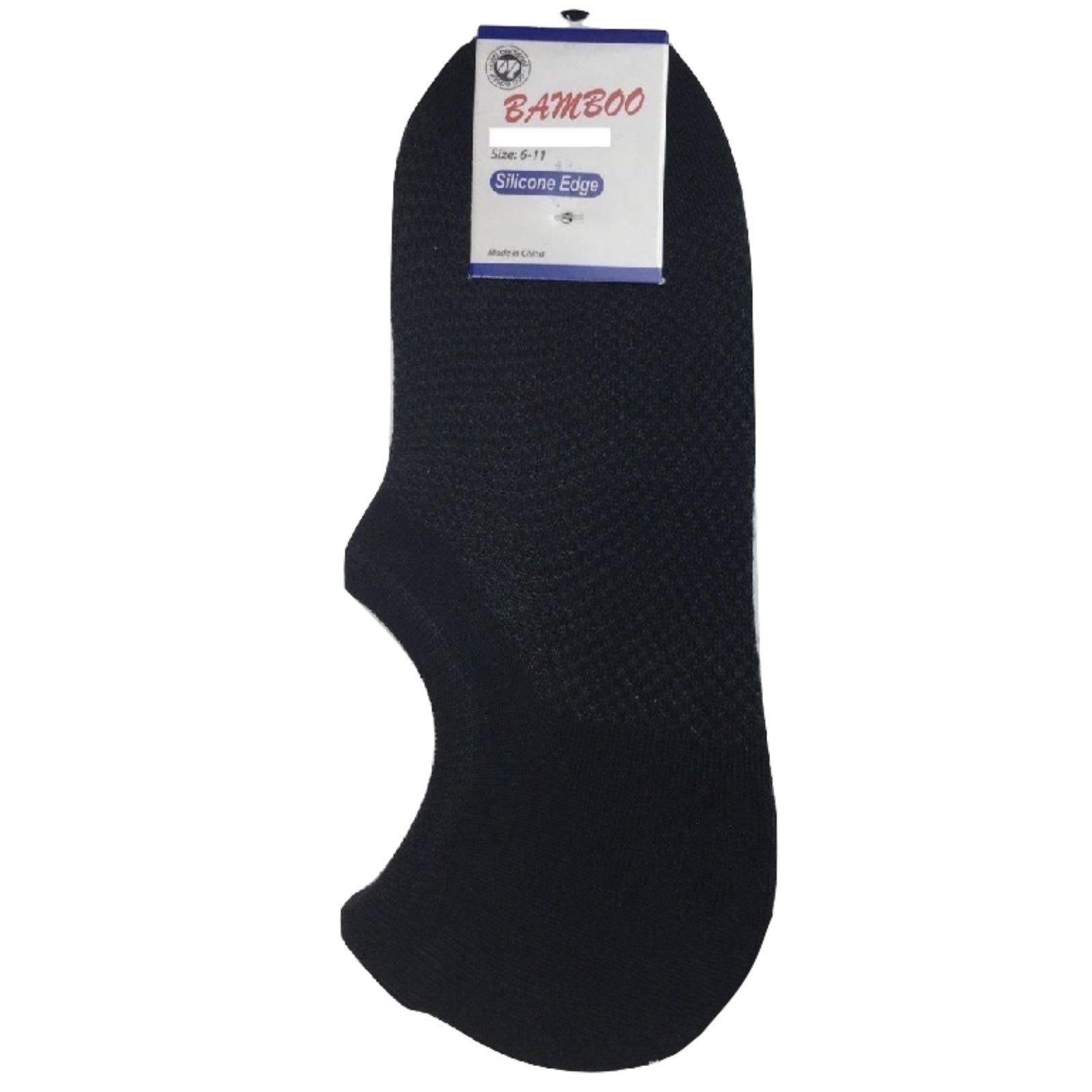 1 Pair NO SHOW BAMBOO SOCKS Non Slip Heel Grip Low Cut Invisible Footlet - Black - 11-14 V563-BR-BBOOSOCK-BLK-11-14