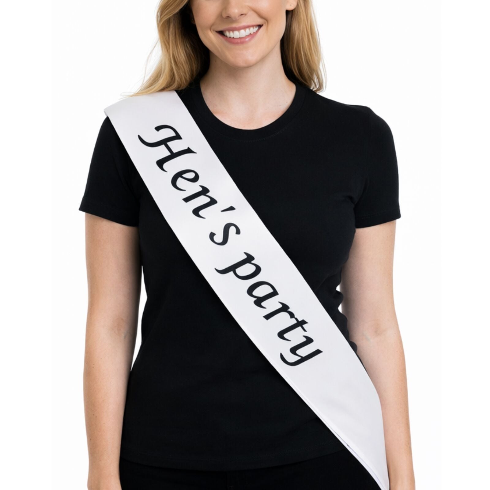 Party Sash Bride Birthday Hen Night Girls Womens Celebration Sash - White V563-BR-BDAYSASH-HENPWHT