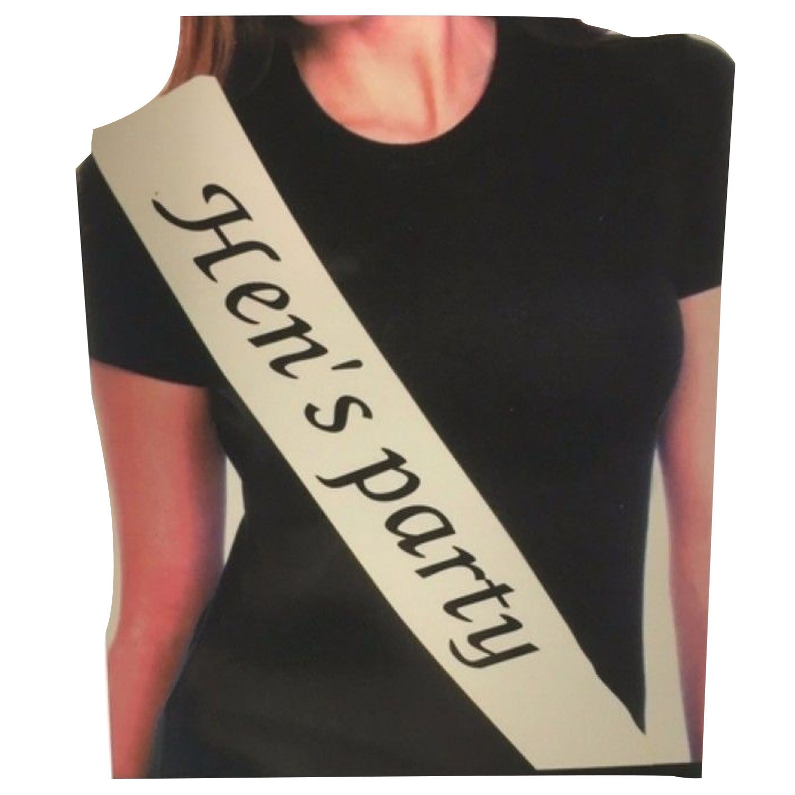 Party Sash Bride Birthday Hen Night Girls Womens Celebration Sash - White V563-BR-BDAYSASH-HENPWHT