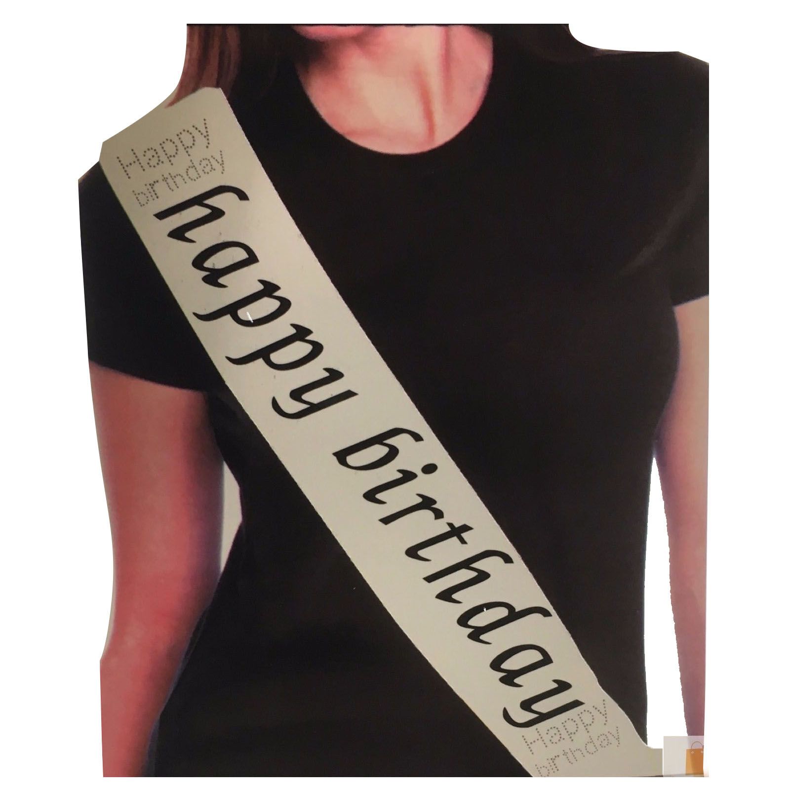 Party Sash Happy Birthday Hen Night Womens Celebration Sash One Size - White V563-BR-BDAYSASH-HPBDWHT