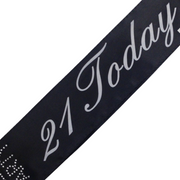 21st Birthday Sash 21 Today! Girls Night Party Costume Celebration Bday - Black V563-BR-BEDAYSASH-21TBK