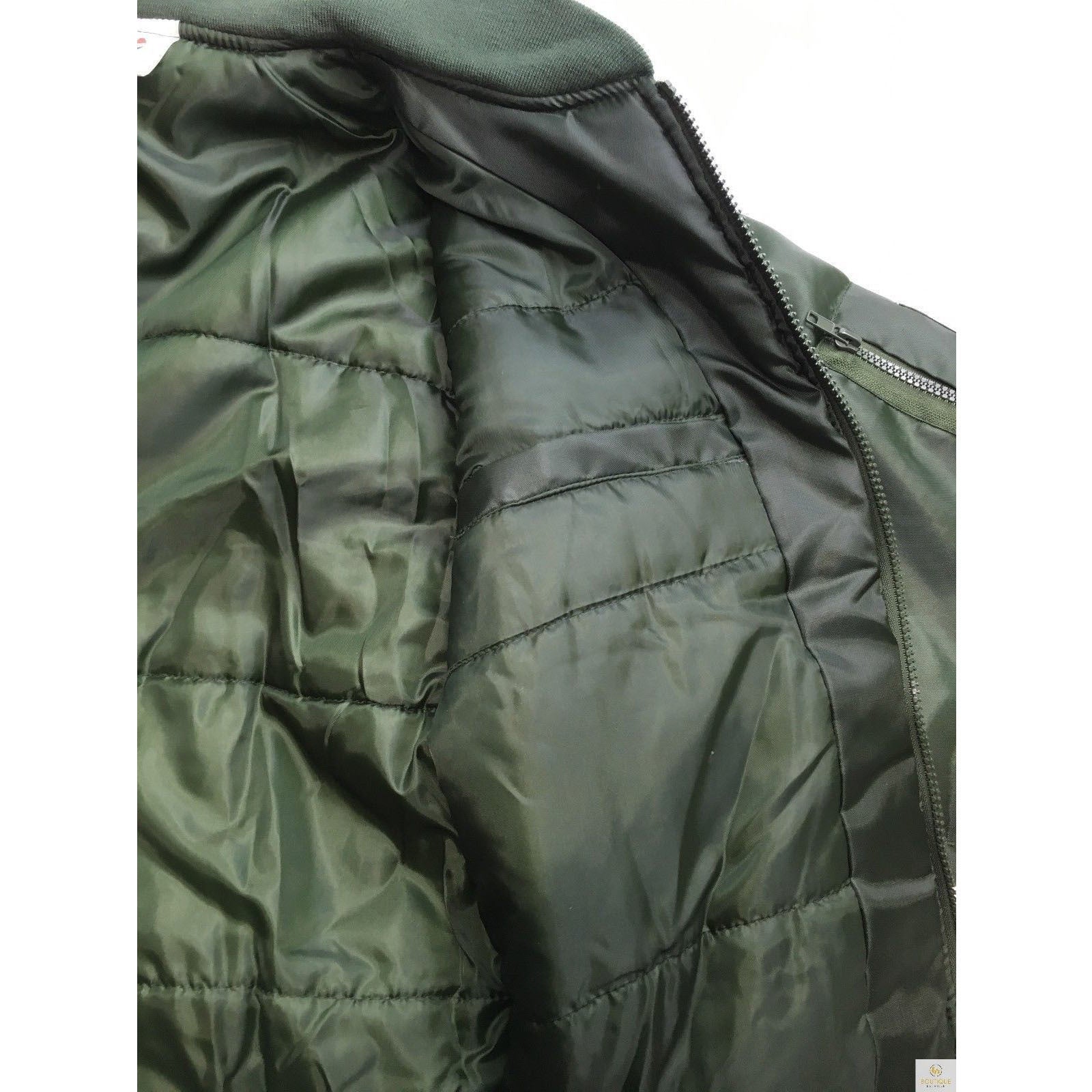 Plus Size Quilted Jacket Zip Up Classic Padded Flight Flying Winter Big & Tall - Bottle Green - 6XL V563-BR-BJACK-BTLGRN-6XL