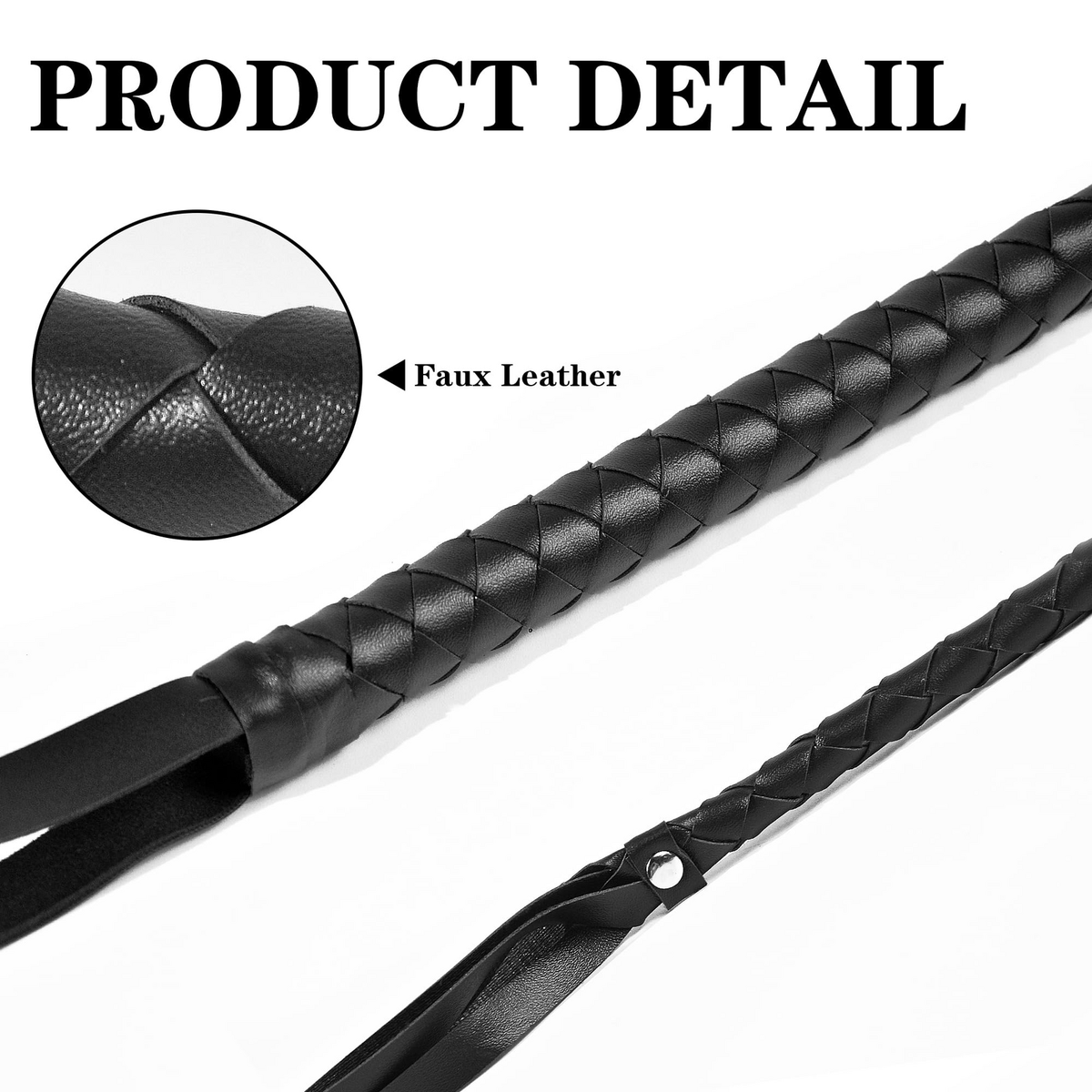 BLACK WHIP Faux Leather Costume Party 180cm Riding Cowboy Fancy Dress V563-BR-BLKWHIP-COST