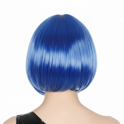 Bob Wig Costume Short Straight Fringe Cosplay Party Full Hair Womens Fancy Dress - Blue V563-BR-BOBW-BLU