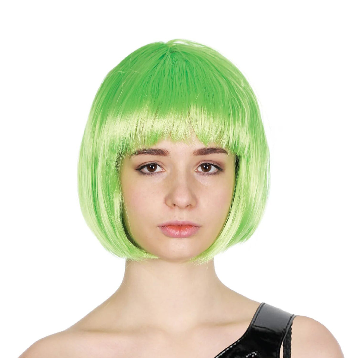Bob Wig Costume Short Straight Fringe Cosplay Party Full Hair Womens Fancy Dress - Green V563-BR-BOBW-GRN