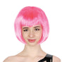 Bob Wig Costume Short Straight Fringe Cosplay Party Full Hair Womens Fancy Dress - Hot Pink V563-BR-BOBW-HTPNK
