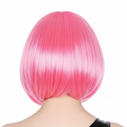 Bob Wig Costume Short Straight Fringe Cosplay Party Full Hair Womens Fancy Dress - Hot Pink V563-BR-BOBW-HTPNK