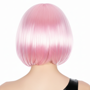 Bob Wig Costume Short Straight Fringe Cosplay Party Full Hair Womens Fancy Dress - Light Pink V563-BR-BOBW-LTPNK