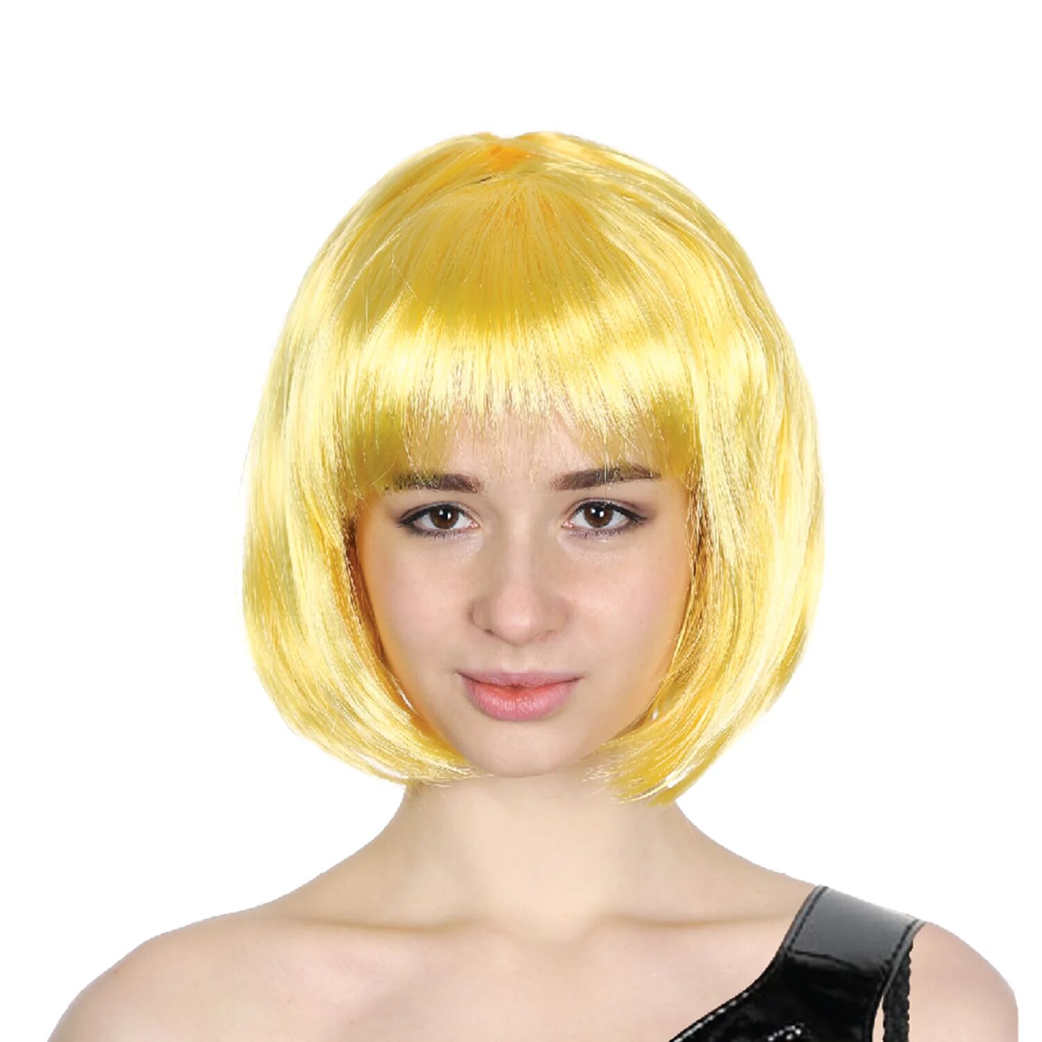 Bob Wig Costume Short Straight Fringe Cosplay Party Full Hair Womens Fancy Dress - Yellow V563-BR-BOBW-YLW