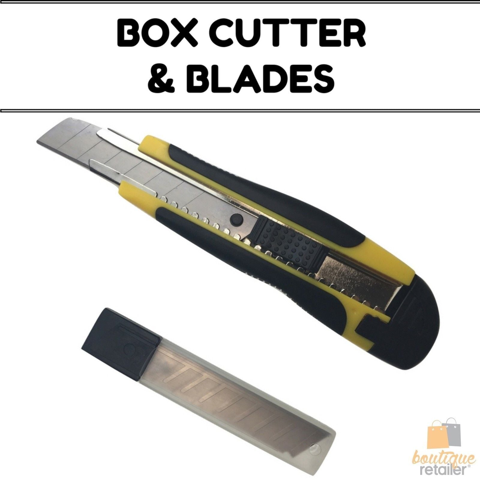 BOX CUTTER & BLADES Knife Retractable Blade Snap Off Razor 18mm Durable Opener V563-BR-BOXCUTTER